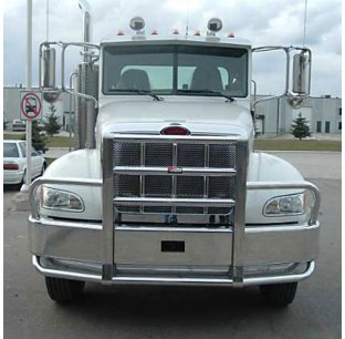 Peterbilt 335 Full Curved Bumper Replacement with Grille Guard for Set Back Axle Models