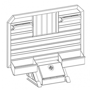 Aluminum Cab Rack with Center Window, Chain Hangers, Split Trays, and Base Box