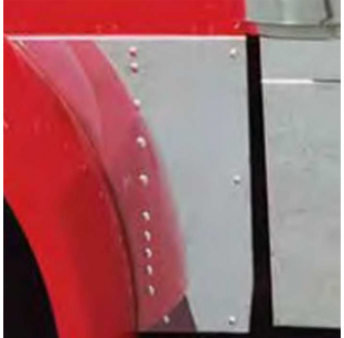 Peterbilt 379 Long Hood Extension Panels - Stainless Steel, Tape/Bolt/Rivet Mount, Roadworks 1 Year Warranty