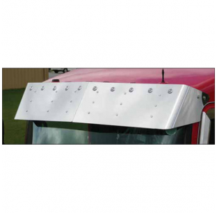 Kenworth Stainless Factory Visor w/ 3 Brackets & Cast Mirrors for W900B, W900L, T300, T400, T600, T800 (1989-2006)