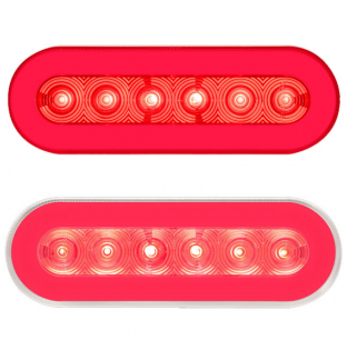 6 Inch Oval 22 LED Red Stop/Turn/Tail Light with PL-3 Connection, 12-24 Volt