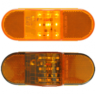 6 Inch Oval 9 LED Amber E2 Rated Side Turn Signal and Marker Light with PL-3 Connection