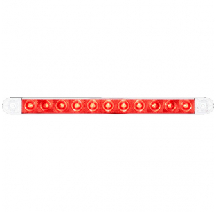 16.2 Inch 11 LED Red Thinline Stop, Turn, Tail Light with Clear Lens and .180 Male Bullet Plugs