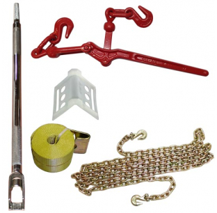 TPHD Cargo Control Flatbed Starter Kit with 3/8 Inch Chain, Straps, Binders, Edge Protectors, and Winch Bar