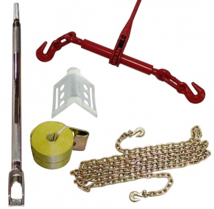TPHD Cargo Control Flatbed Deluxe Starter Kit with 3/8 Inch Chains, Straps, Binders, and Edge Protectors