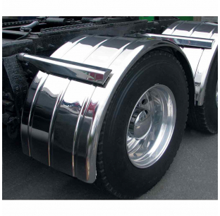 80 Inch Fully Ribbed Single Axle Fender with Rolled Edge, 16 Gauge Stainless Steel, 24x24 Inch, Fits Most Truck Models