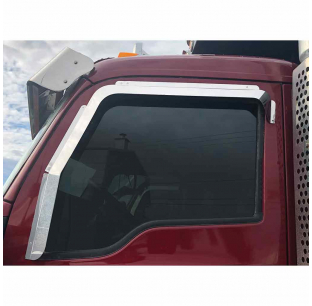 Kenworth T680-T880 Door Window Shade 2012+ without Passenger Side Mirror, 430 Stainless Steel, Sold as Pair