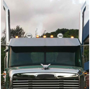 Stainless Steel 14 Inch Sunvisor for 2001+ Freightliner Columbia Day Cab, Includes Hardware and Trux Brackets