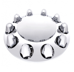 Chrome Front Axle Cover with Dome Cap and 1-1/2 Inch Push-On Nut Covers