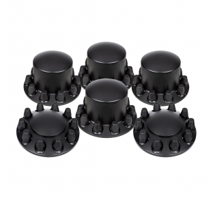 Matte Black Dome Axle Cover Combo Kit With 33mm Thread-On Standard Nut Covers