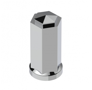 33mm Tall Chrome Plastic Hexagon Nut Cover, Thread On, Fits 4 1/4 Inch