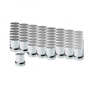 60 Pack 33mm x 2 Inch Push-On Flat Top Chrome Nut Covers with Flange