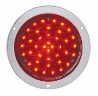 40 LED 4 Inch Stop/Tail/Turn & P/T/C Light - Deep Dish Design with Chrome Rim, Red Lens, 10 Year Warranty