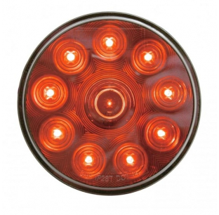 10 LED 4 Inch Auxiliary Light with Chrome Lens for Trucks - Red LED, Hard Wired, 6 Month Warranty