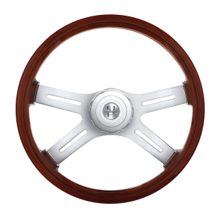 Peterbilt And Kenworth 18 Inch Chrome Slotted 4 Spoke Steering Wheel