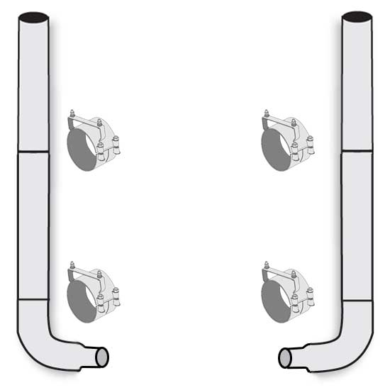 American Eagle 7x114 Inch SS Flat Top Exhaust Kit w/ 90 Degree Elbows for Freightliner Classic FLD