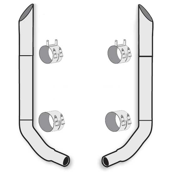 American Eagle Stainless Steel Exhaust Kit with Miter Stacks & OE Style Elbows - High Quality, Chrome-Plated, 8-5 X 120 Inch