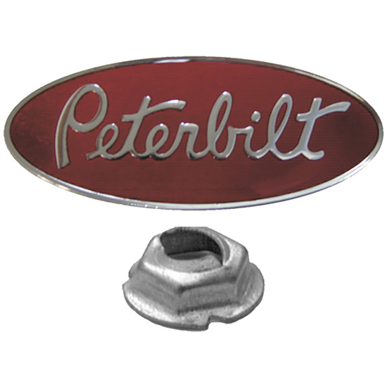 TPHD Red And Silver Peterbilt Logo Hood Emblem For Peterbilt