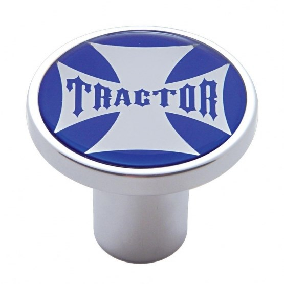 United Pacific Chrome Air Valve Knob Glossy Cross Sticker (UP23655) Tractor Blue