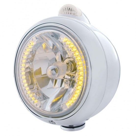 Chrome Guide Headlight With 34 Amber LEDs And LED Turn Signal