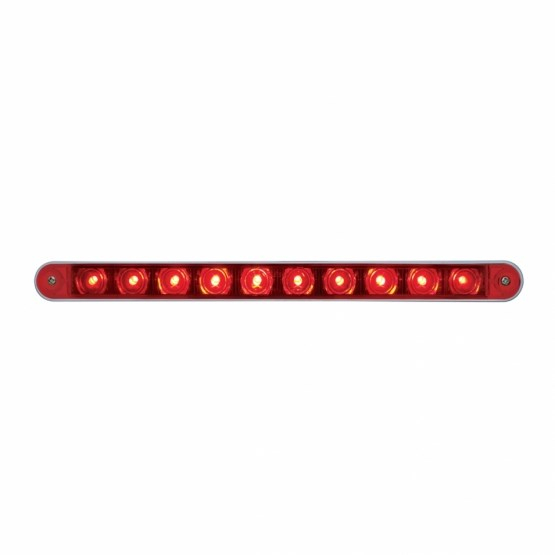 Red 10 LED 9 Inch Split Turn Function Light Bar w/ Chrome Bezel