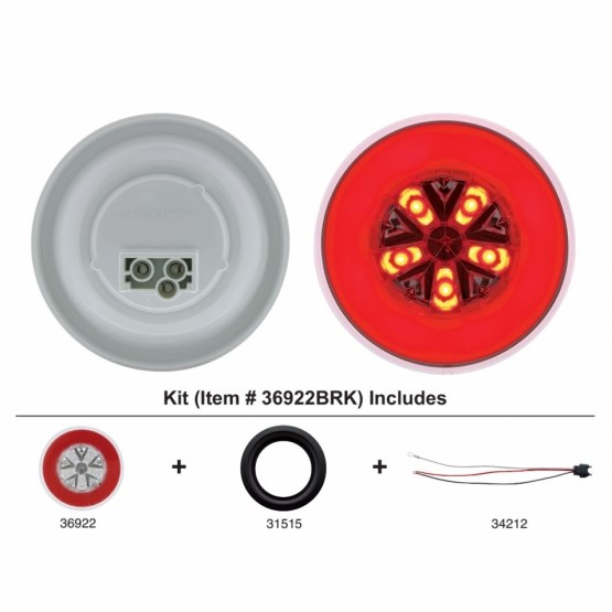 4 Inch GLO Stop, Turn And Tail Light Kit With Red LED And Lens