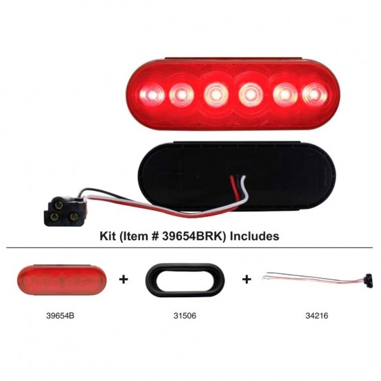 6 LED 6 Inch Oval Stop, Turn And Tail Light Kit