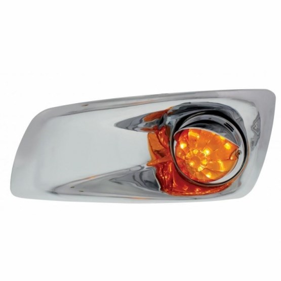 Single Function LED Kenworth T660 Front Bumper Light - (UP42710) Driver Side - Amber - With Visor