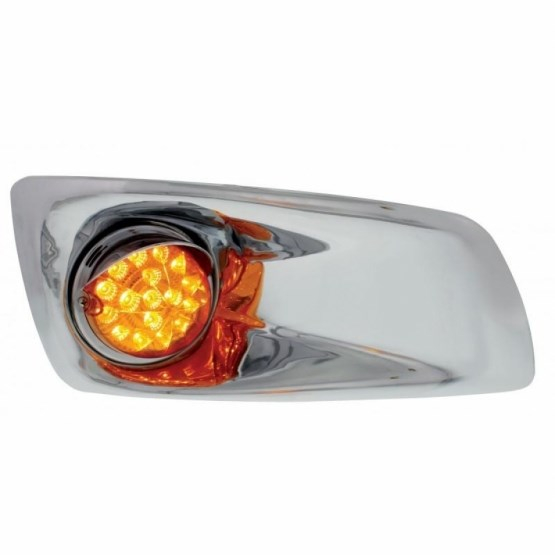 Single Function LED Kenworth T660 Front Bumper Light - (UP42744) Passenger Side - Amber - With Visor