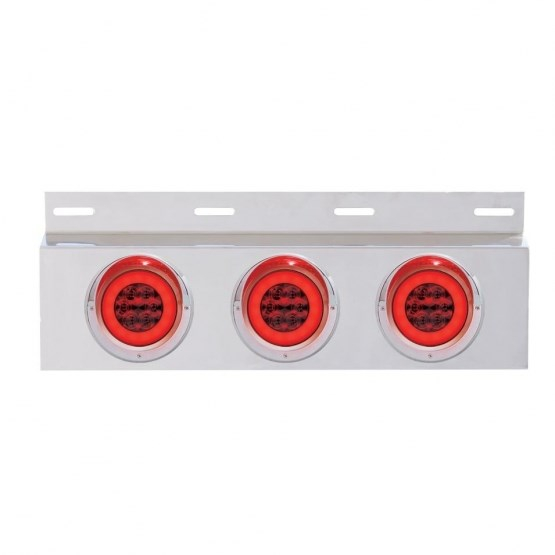 Top Mud Flap Plate with Three 21 LED 4 Inch GLO Lights, Red Lens with Visors