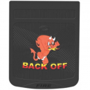 Back Off Devil Design Mud Flap in 2 Sizes with Black Background