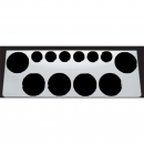 Universal 12 Inch Rear Center Panel - Stainless Steel with 6 Round 4" and 6 Round 2" Light Holes - No Lights - Includes Hardware