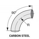 Steel 90 Degree Standard Radius Tangent End Elbow - Carbon Steel, Sizes: 2-6 Inch, Radii: 4-12 Inch, Part Numbers: DF-10T-200-90 to DF-10T-600-90