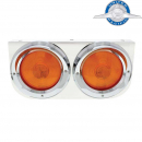 Stainless Light Bracket With Two - 4 Inch Lights And Visors - Amber Lens