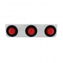 Stainless Light Bracket With Three - 2 1/2 Inch Beehive Lights And Grommets - Red Lens