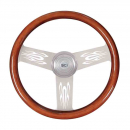 Steering Wheel Flame 3 Spoke Mahogany