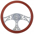 18 Inch Mudflap Girl Cutouts Wood Rim with Chrome 3 Spoke Wheel