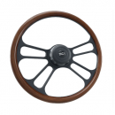 Phoenix 18 Inch Half Wrap Matte Black Wheel With Mahogany Rim 4-Spoke 3-Hole Steering Wheel