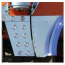Peterbilt 389 Long Hood Extensions with Dimples & Bolt Mount - Stainless Steel, Fits Most Models