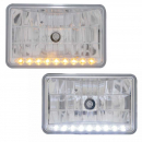 6 By 4 Inch Rectangular Halogen Headlights With LED Position Lights
