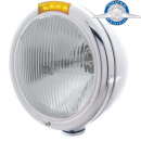 United Pacific Chrome Classic Peterbilt Headlight - LED Signal - (UP31770) 4 Amber LEDs - Amber Lens - H4 Halogen Bulb -