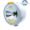 Classic Half-Moon Peterbilt Headlight - Crystal Halogen Bulb - (UP32059) Amber Lens - Single Function - Subtract $1.50