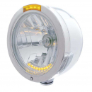 Bullet Half-Moon Headlight w/ 10 LED Signal Crystal Halogen Bulb