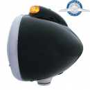 Dual Function Black Guide Peterbilt Headlight w/ 5 Amber LED