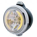 Black Guide Headlight With 34 Amber LEDs And LED Turn Signal