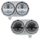Peterbilt 359 Style Stainless Steel Dual Headlight With 8 High Power LED Bulb 
