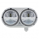 Peterbilt 359 Style Stainless Steel Dual Headlight With 8 High Power LED Bulb 