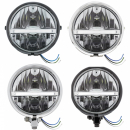 5 3/4 Inch 9 LED Motorcycle Headlight With White LED Light Bar