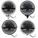 5 3/4 Inch Black Motorcyle Headlight With 8 High Power LEDs