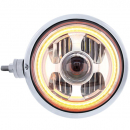 7 Inch Round Dual Beam Chrome Guide 682-C Style Headlight Assembly With LED Headlight And Dual Color Positon Light